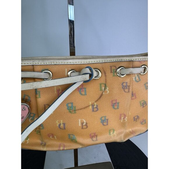 Vtg DOONEY Bourke Orange Logo Y2k 90s Leather Trim - Picture 4 of 12